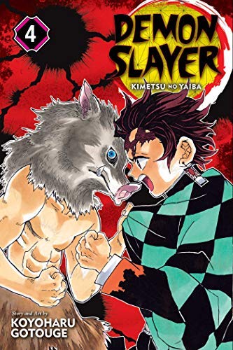 Manga volume 4 cover: Tanjiro and Inosuke facing each other.