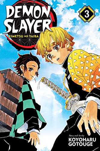 Manga cover featuring Tanjiro and Zenitsu against a blue sky background.