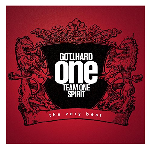 Red CD cover with ornate shield, lions, and the word "one" in white.
