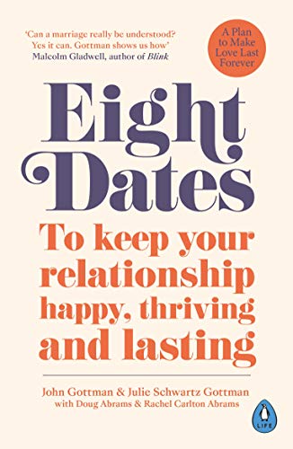 Book cover with title “Eight Dates” in large, stylized red and orange text.