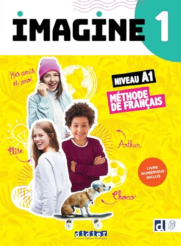 French textbook cover with students, a dog, and bright yellow background.