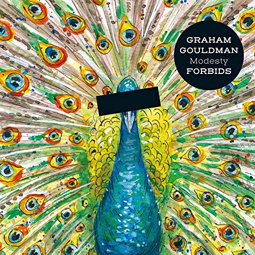 "Album cover featuring a peacock with a black rectangle over its face, vibrant plumage."