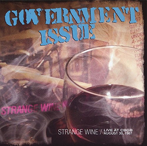 CD cover with a wine glass and smoke, titled "Government Issue - Strange Wine: Live".