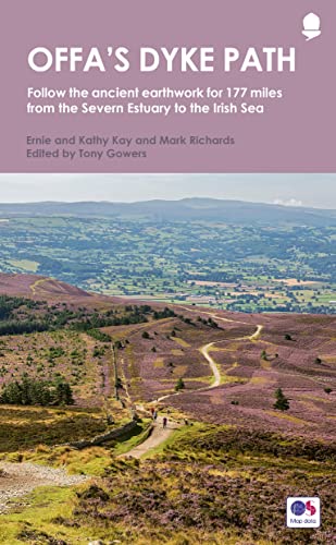 Book cover for “Offa’s Dyke Path” guide, showing a hilly landscape.