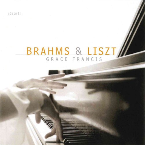 CD cover for Grace Francis’ Brahms & Liszt, featuring piano keys and hands.