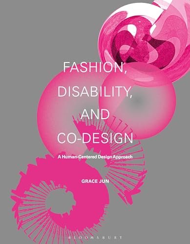Book cover: “Fashion, Disability, and Co-design” with abstract pink shapes.