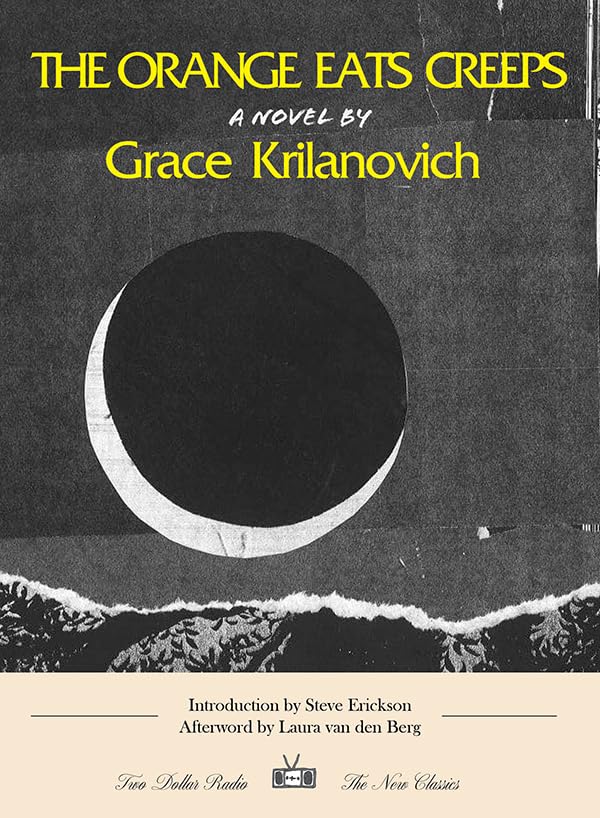 Book cover: dark background with a large white crescent moon and text.