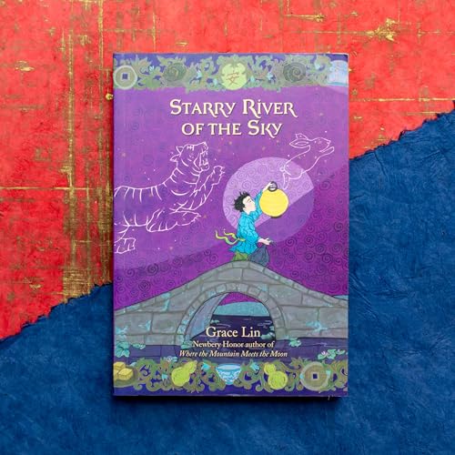 Book cover: “Starry River of the Sky” depicts a boy, tiger, and lantern.
