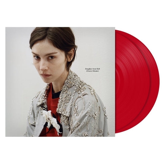 Gracie Abrams album cover featuring a portrait and a red vinyl record.