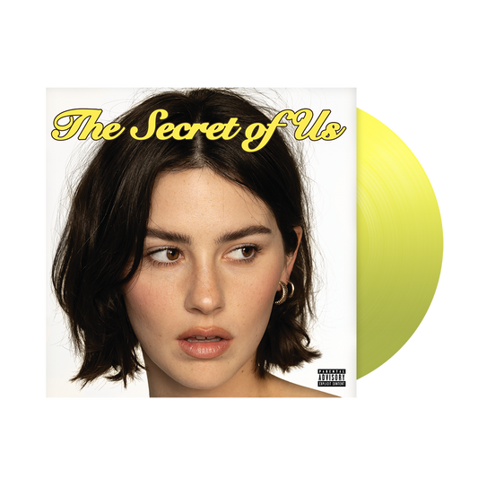 Gracie Abrams album cover with a portrait and yellow vinyl record.