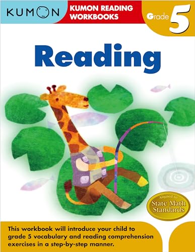 Kumon Reading Workbooks Grade 5 book cover with a giraffe on a lily pad.