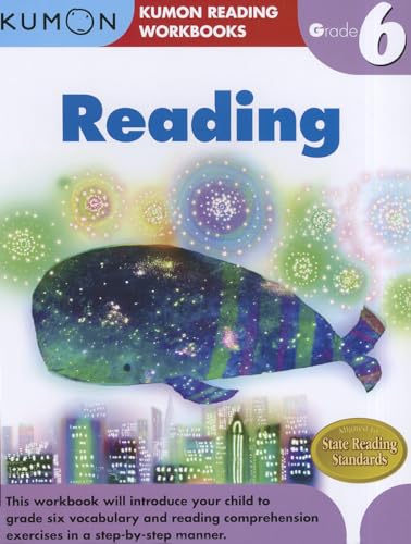 Kumon Grade 6 Reading workbook cover with a whale and city skyline.