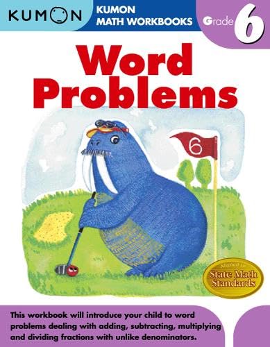 Workbook with math exercises and problems for sixth grade students, likely with some illustrations.