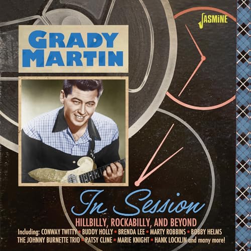 CD cover for Grady Martin’s “In Session” featuring his portrait with guitar.