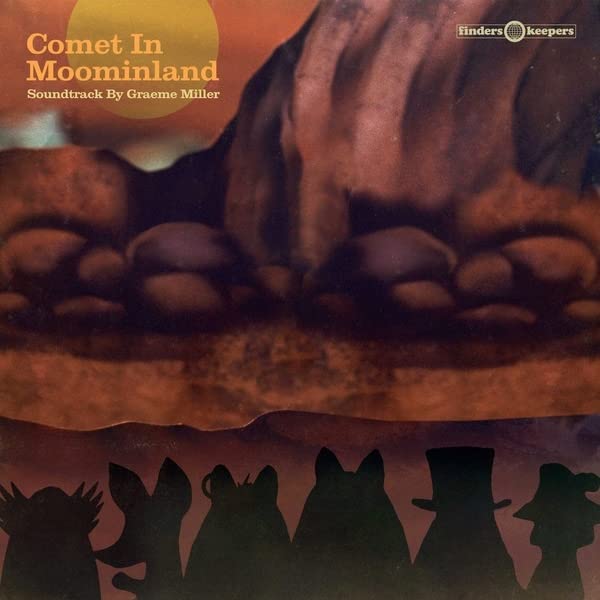 Comet In Moominland" vinyl record cover with silhouetted figures and a comet.