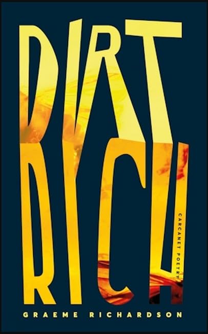 Book cover titled Dirt Rich by Graeme Richardson with yellow text on dark background.
