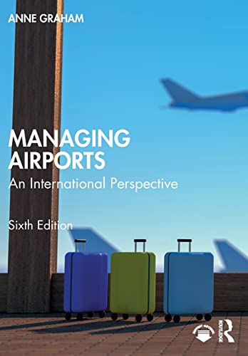 Book cover: "Managing Airports" with airplane and luggage imagery.