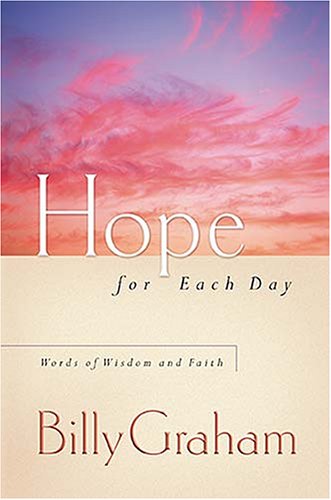 Book cover with the title "Hope for Each Day" by Billy Graham.