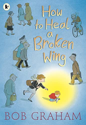 Book cover: illustrated people walking, a child falling, and title text.