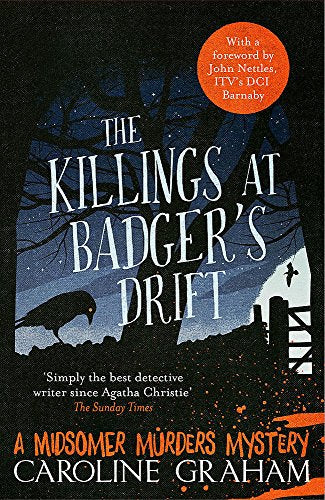 Book cover: “The Killings at Badger’s Drift” with dark, silhouetted trees.