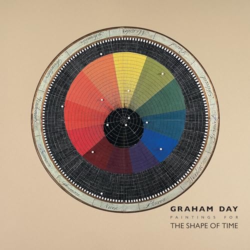 Circular painting with color wheel and French month names around the edge.