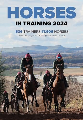 Cover of "Horses in Training 2024" showing riders on horseback outdoors.