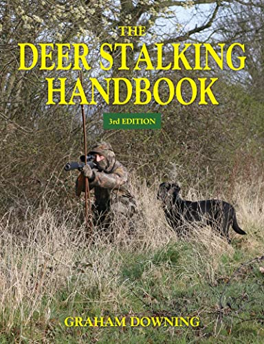 Book cover: "The Deer Stalking Handbook" with hunter, dog, and deer.