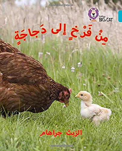 Hen and chick in a field, Arabic text on cover.