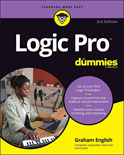 Book cover for Logic Pro For Dummies featuring a woman using a laptop and keyboard.