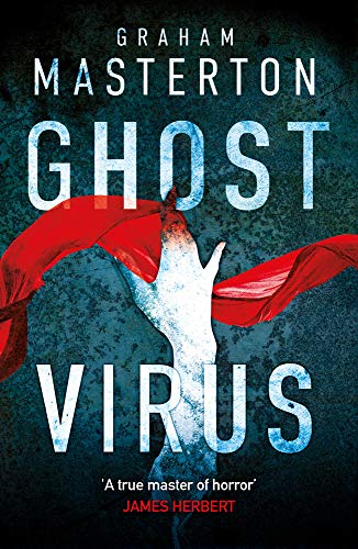 Book cover: "Ghost Virus" with a shadowy figure and red wings.