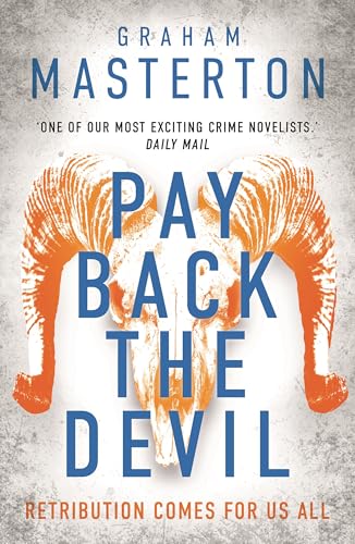 Book cover: skull with ram horns, dark blue title “Pay Back The Devil”.