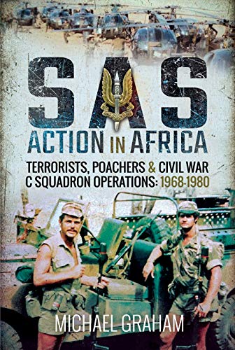 Book cover: "SAS Action in Africa" with soldiers and military vehicles.