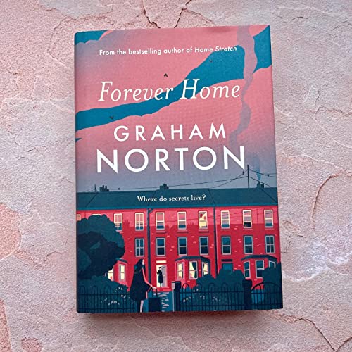 Book cover, "Forever Home" by Graham Norton, featuring a red row house illustration.