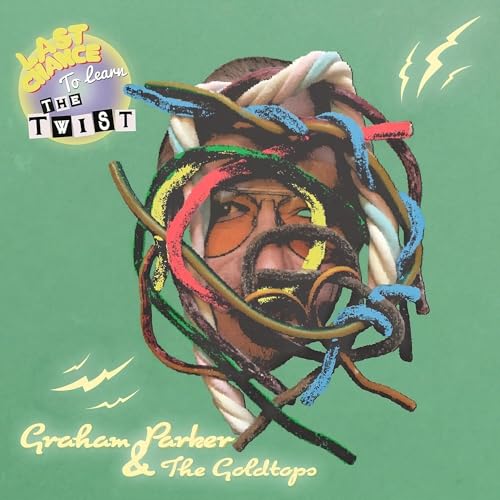 Album cover for Graham Parker & The Goldtops, featuring a face with colorful ropes.