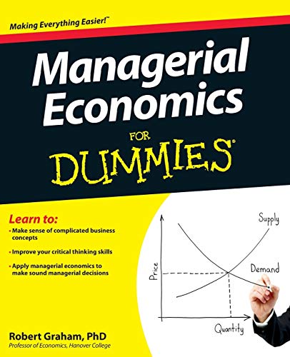 Book cover: "Managerial Economics For Dummies" with a supply and demand graph.