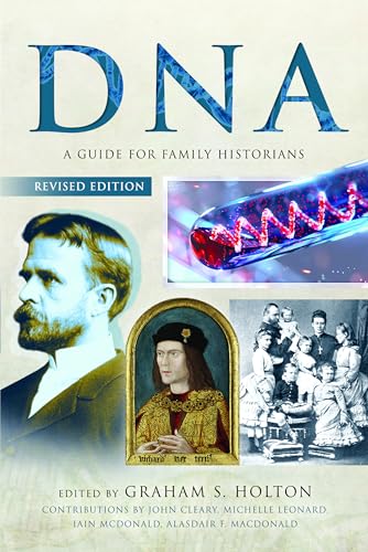 Book cover: "DNA" for family history, with portraits and DNA strand.