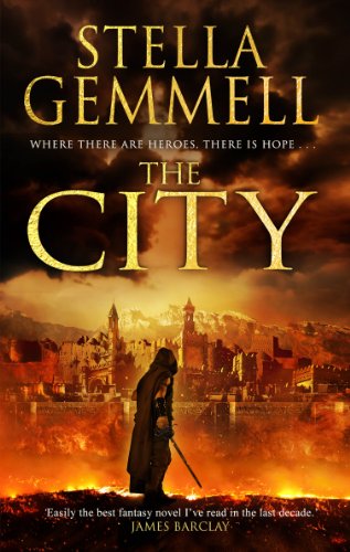 Book cover for The City by Stella Gemmell featuring a cloaked figure and city.