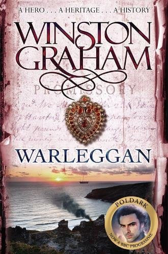 Book cover for Warleggan by Winston Graham featuring a jeweled brooch and coastal scene.