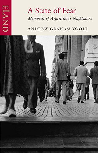 Book cover: “A State of Fear” with a black and white street scene.