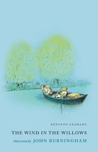 "Book cover illustration of a toad in a boat under willow trees."