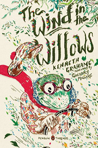 Embroidered cover art of Toad driving a car with the book title above him.