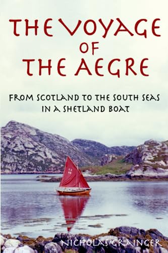 Book cover: red sailboat on water with mountainous backdrop.