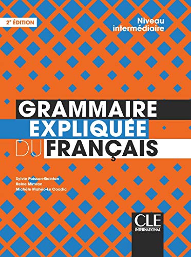 French grammar textbook cover with orange and blue diamond pattern.