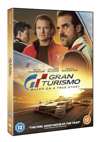 “Gran Turismo” DVD cover featuring actors and a racing car.