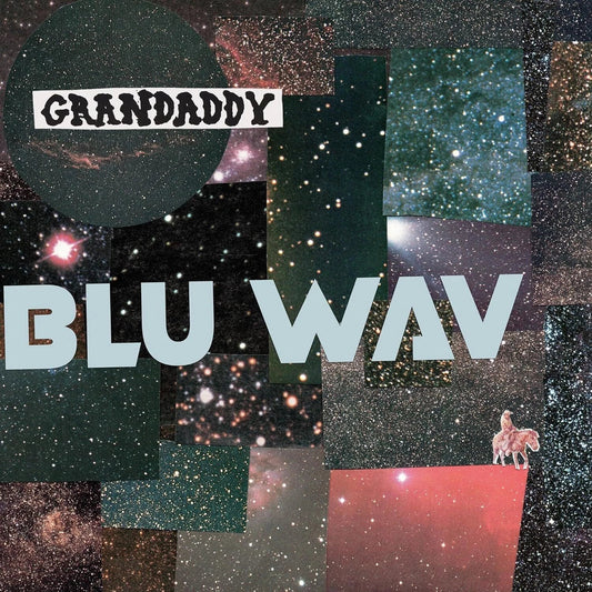 Album cover for Grandaddy’s “Blu Wav” with space imagery and a horse.