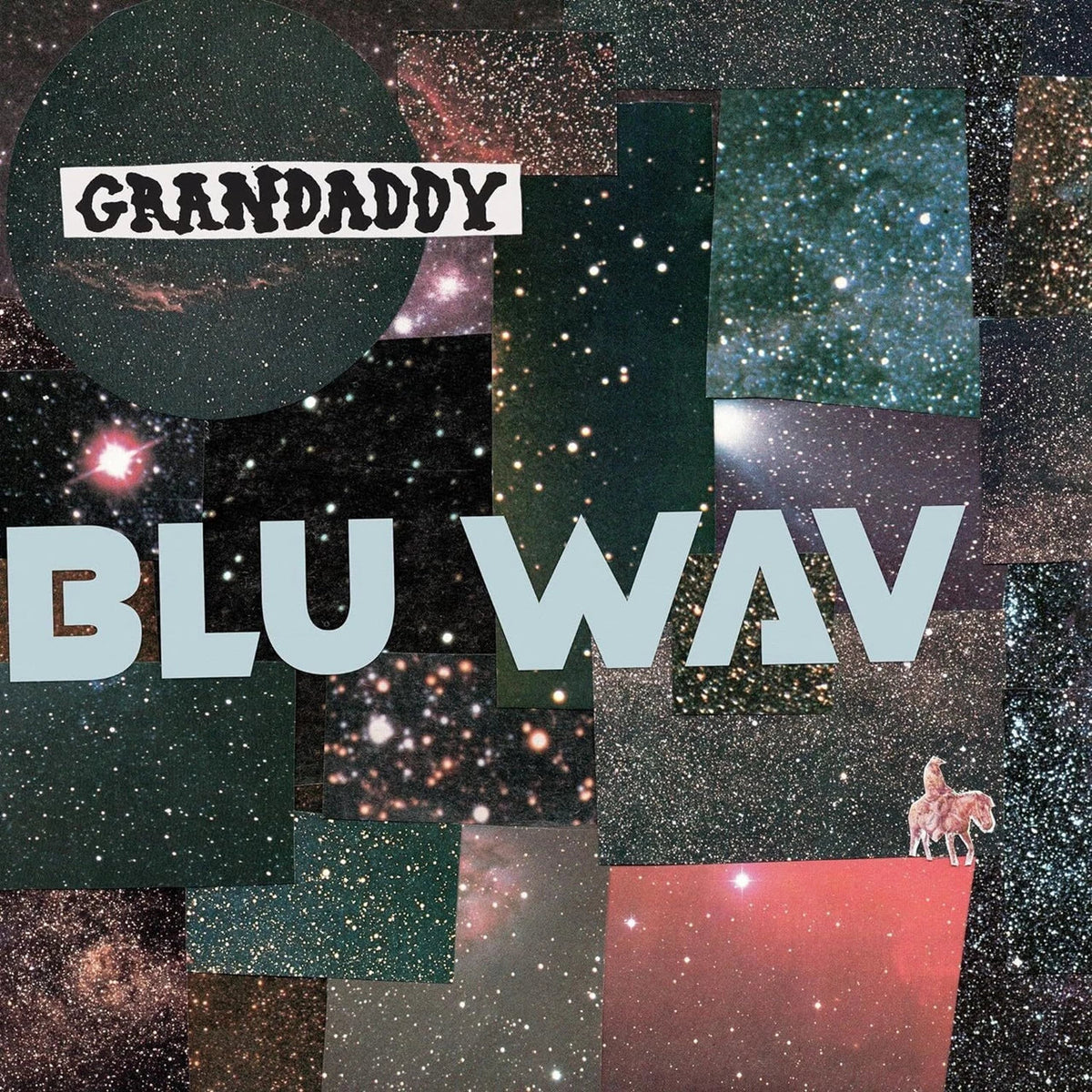 Album cover for Grandaddy’s “Blu Wav” with space imagery and a horse.