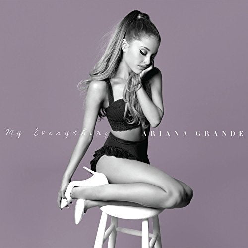 Ariana Grande album cover, "My Everything," showing her seated in white.
