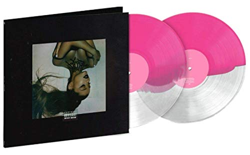 Ariana Grande’s “Thank U Next” double vinyl record with pink and white discs.