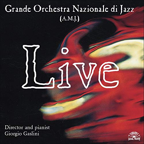 CD cover for “Grande Orchestra Nazionale J - Live” with abstract red art.