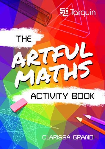 Book cover: "The Artful Maths Activity Book" with colorful geometric design.